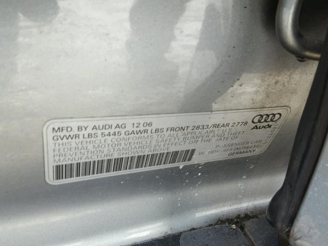 WAUDV74F97N098434 - 2007 AUDI A6 4.2 QUA SILVER photo 10