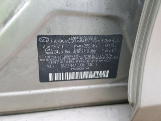 5NPEB4AC0BH134013 - 2011 HYUNDAI SONATA GLS GOLD photo 10