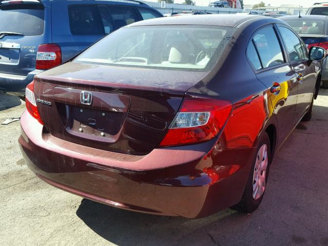 19XFB2F57CE368352 - 2012 HONDA CIVIC LX MAROON photo 4