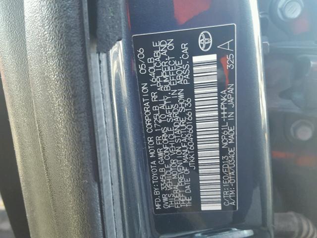 JTKKT604960166136 - 2006 TOYOTA SCION XA CHARCOAL photo 10