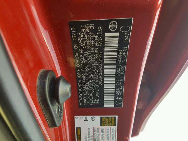 JTDZN3EU4D3284565 - 2013 TOYOTA PRIUS V RED photo 10