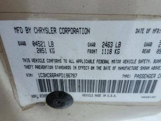 1C3XC66R4PD196787 - 1993 CHRYSLER NEW YORKER 米色 照片 10