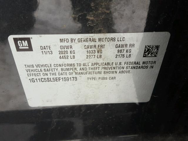 1G11C5SL5EF159173 - 2014 CHEVROLET MALIBU 1LT 石墨色 照片 10