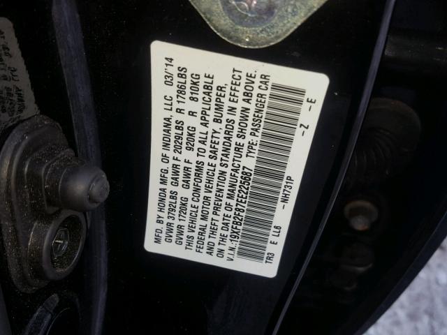 19XFB2F87EE225687 - 2014 HONDA CIVIC EX შავი ფოტო 10