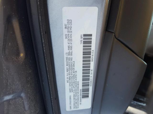 4S4WX91D884403848 - 2008 SUBARU TRIBECA SILVER photo 10