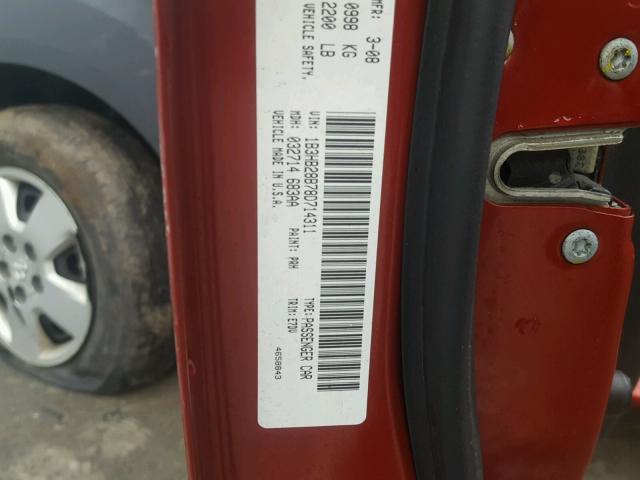 1B3HB28B78D714311 - 2008 DODGE CALIBER RED photo 10