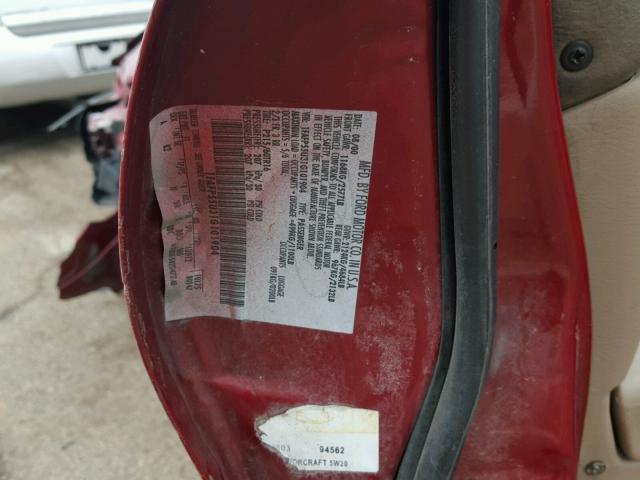 1FAFP53U03A259996 - 2003 FORD TAURUS SE MAROON photo 10