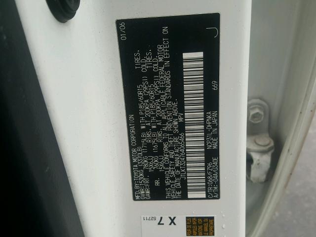 JTLKT324764065466 - 2006 TOYOTA SCION XB 白色 照片 10