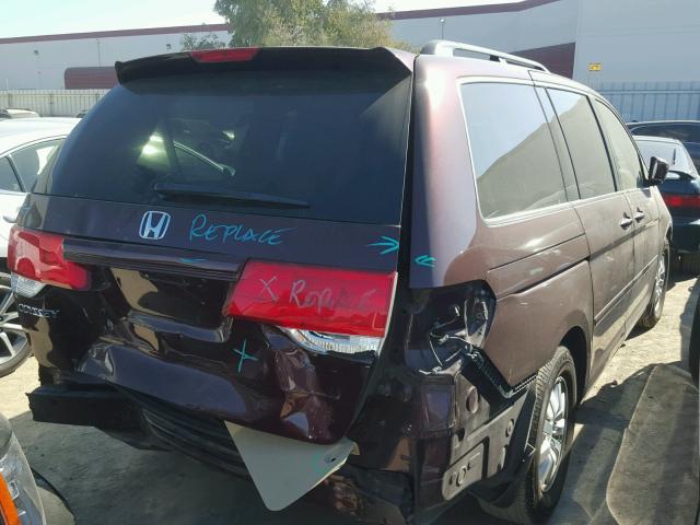 5FNRL38768B115989 - 2008 HONDA ODYSSEY EX MAROON photo 4