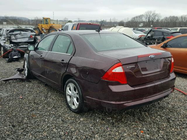 3FAHP0HA2CR345097 - 2012 FORD FUSION SE PURPLE photo 3