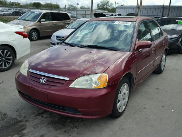 2HGES26702H518805 - 2002 HONDA CIVIC EX RED photo 2