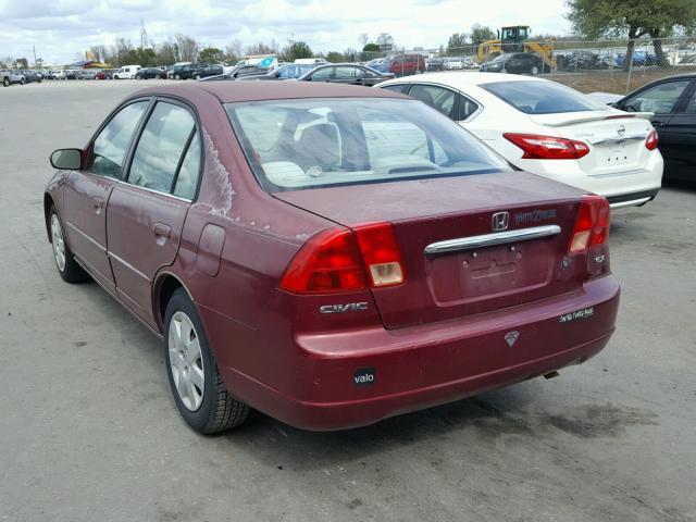 2HGES26702H518805 - 2002 HONDA CIVIC EX წითელი ფოტო 3