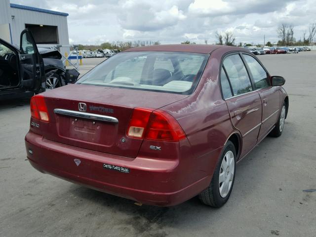 2HGES26702H518805 - 2002 HONDA CIVIC EX წითელი ფოტო 4