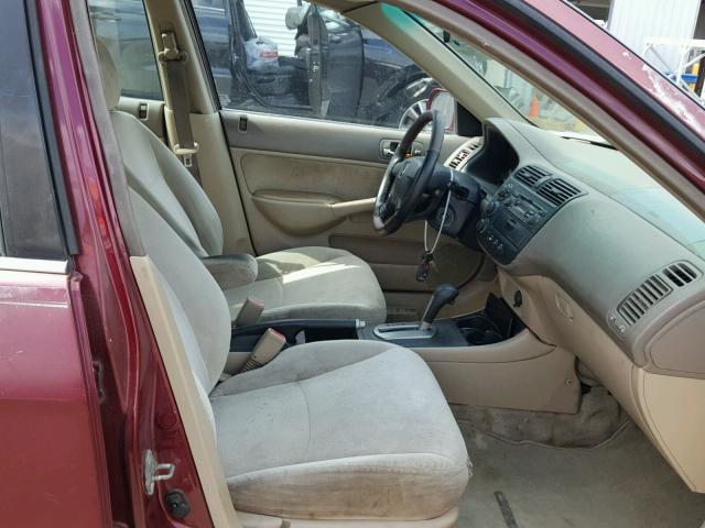 2HGES26702H518805 - 2002 HONDA CIVIC EX წითელი ფოტო 5