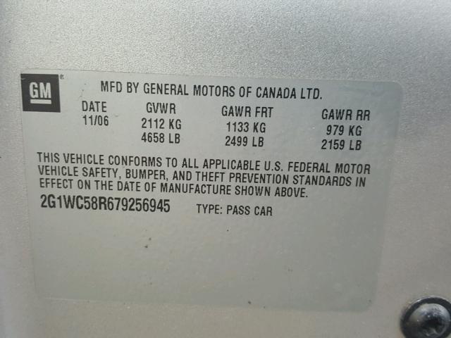 2G1WC58R679256945 - 2007 CHEVROLET IMPALA LT GRAY photo 10