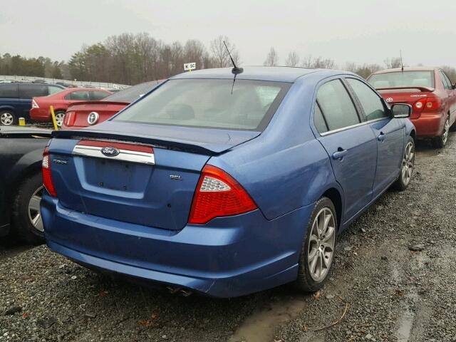 3FAHP0JA4AR268191 - 2010 FORD FUSION SEL BLUE photo 4