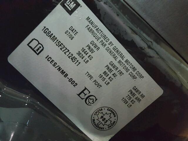 1G8AM15F27Z124511 - 2007 SATURN ION LEVEL 黑色 照片 10