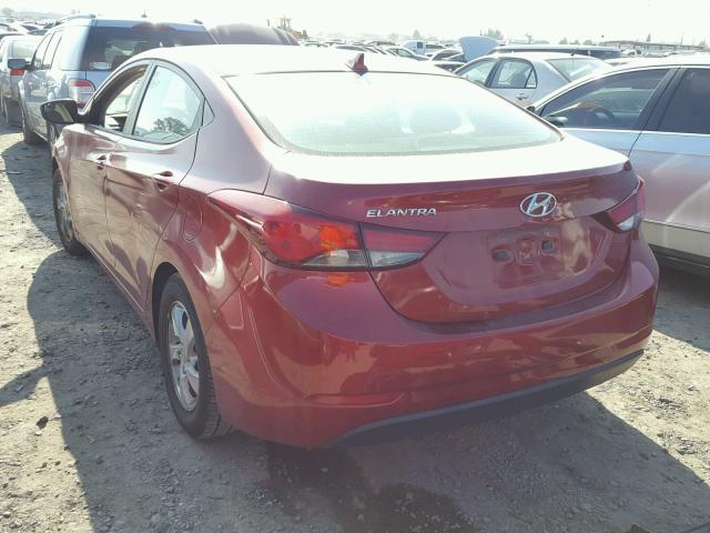 5NPDH4AE5EH528297 - 2014 HYUNDAI ELANTRA SE RED photo 3