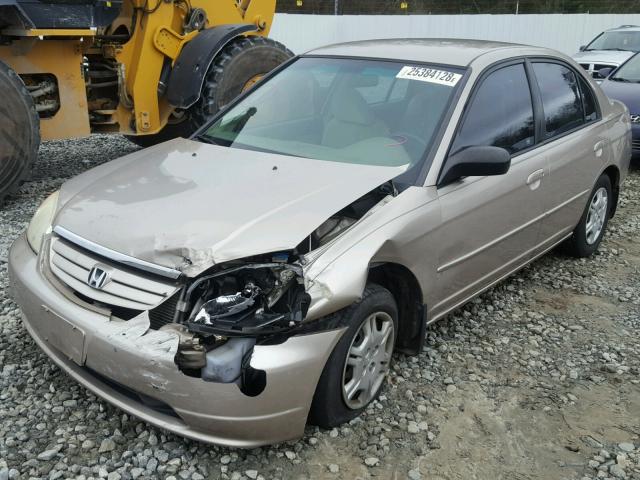 1HGES16532L047695 - 2002 HONDA CIVIC LX GOLD photo 2