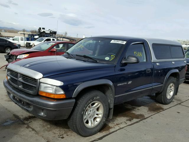 1B7FL16X12S631276 - 2002 DODGE DAKOTA BAS BLUE photo 2