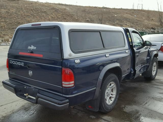 1B7FL16X12S631276 - 2002 DODGE DAKOTA BAS BLUE photo 4