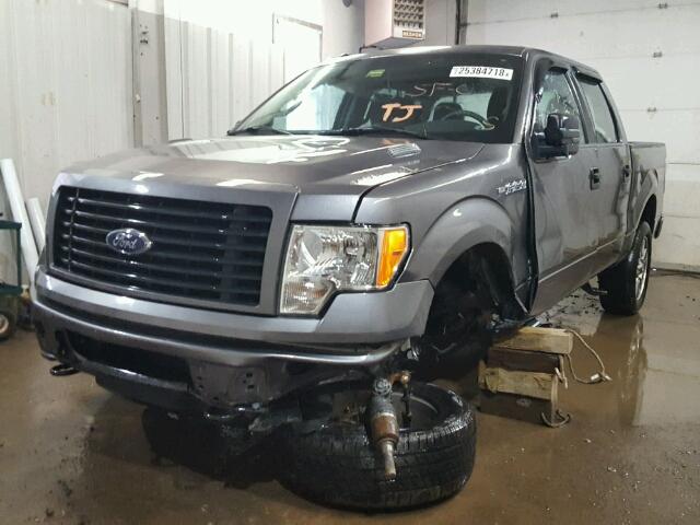 1FTFW1EF2EFC23608 - 2014 FORD F150 SUPER GRAY photo 2