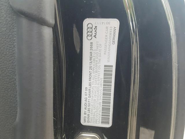 WAUVFAFH0AN008933 - 2010 AUDI A5 PRESTIG BLACK photo 10