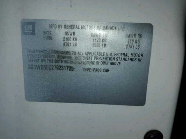 2G1WD58C279231789 - 2007 CHEVROLET IMPALA SUP 白色 照片 10