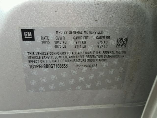 1G1PE5SB8G7188658 - 2016 CHEVROLET CRUZE LIMI SILVER photo 10