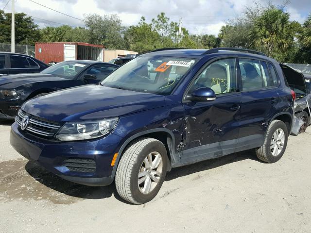 WVGAV7AX9GW563724 - 2016 VOLKSWAGEN TIGUAN S BLUE photo 2