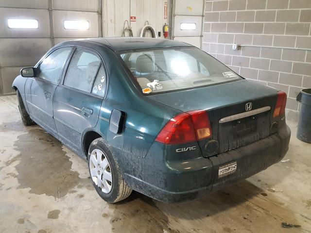1HGES26711L067806 - 2001 HONDA CIVIC EX მწვანე ფოტო 3