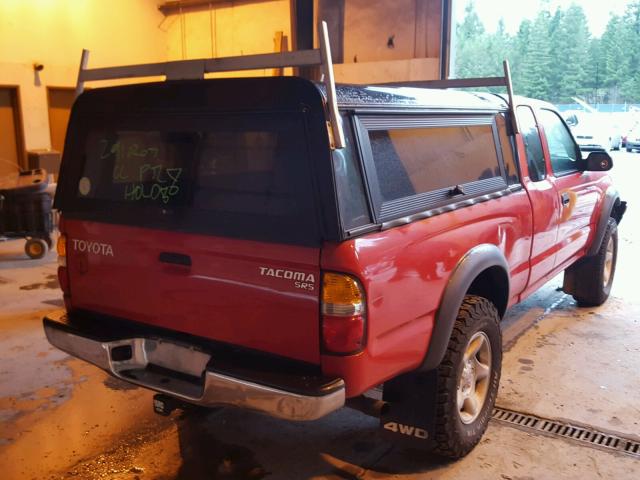 5TEWM72N52Z116376 - 2002 TOYOTA TACOMA XTR RED photo 4