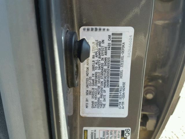 1NXBR32E85Z469325 - 2005 TOYOTA COROLLA CE GRAY photo 10