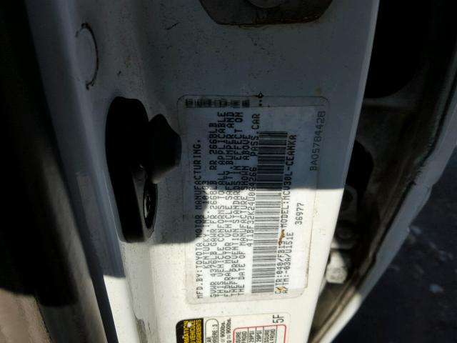 4T1BF32K24U064266 - 2004 TOYOTA CAMRY LE WHITE photo 10