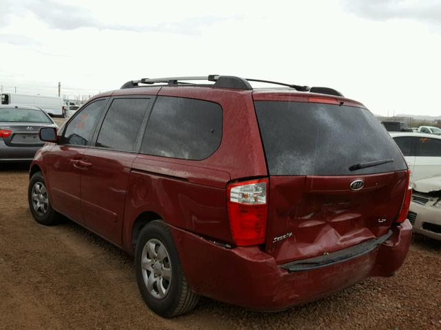 KNDMB233786244279 - 2008 KIA SEDONA EX RED photo 3