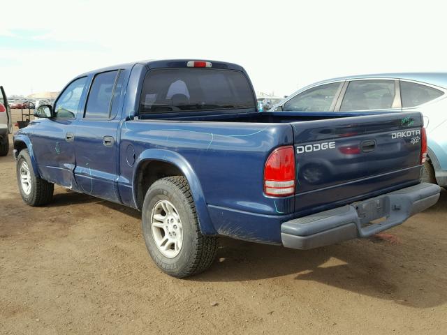 1D7HL38K44S690630 - 2004 DODGE DAKOTA QUA BLUE photo 3