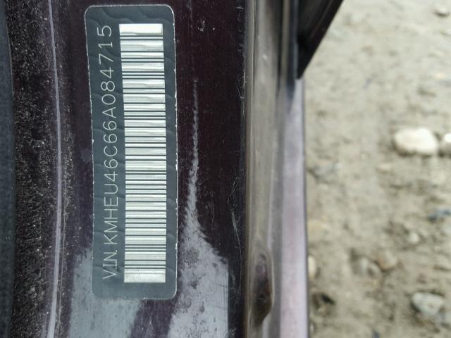 KMHEU46C66A084715 - 2006 HYUNDAI SONATA GLS PURPLE photo 10