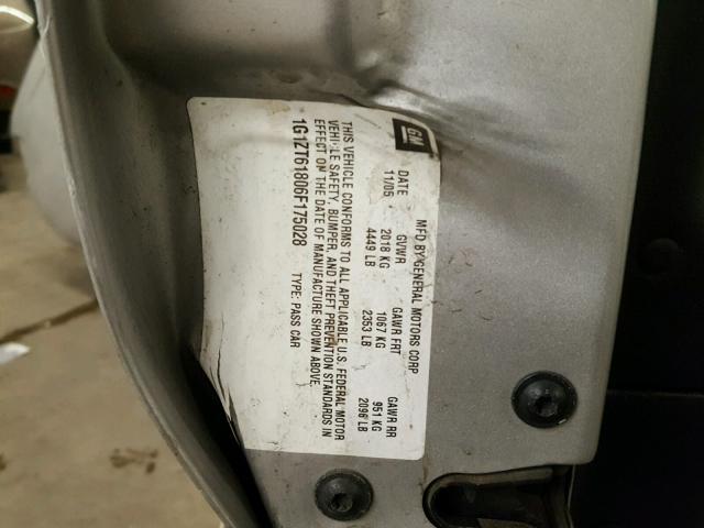 1G1ZT61806F175028 - 2006 CHEVROLET MALIBU MAX SILVER photo 10