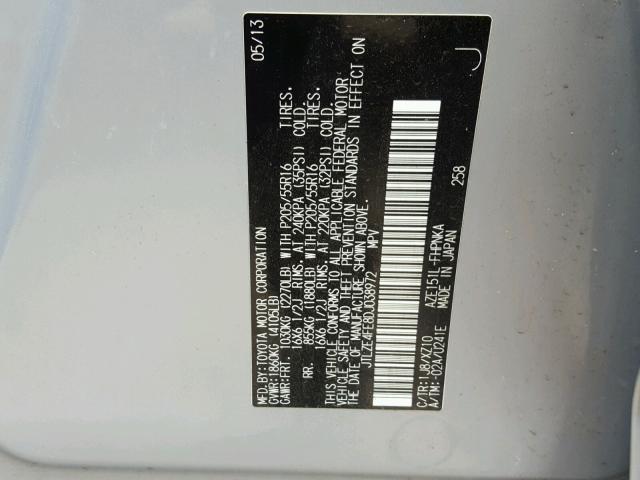 JTLZE4FE8DJ038972 - 2013 TOYOTA SCION XB SILVER photo 10