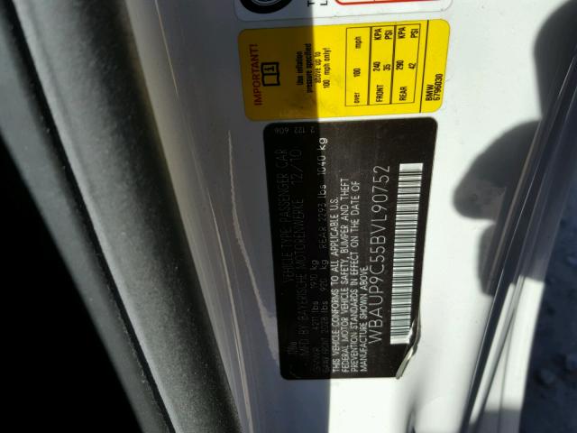 WBAUP9C55BVL90752 - 2011 BMW 128 I თეთრი ფოტო 10