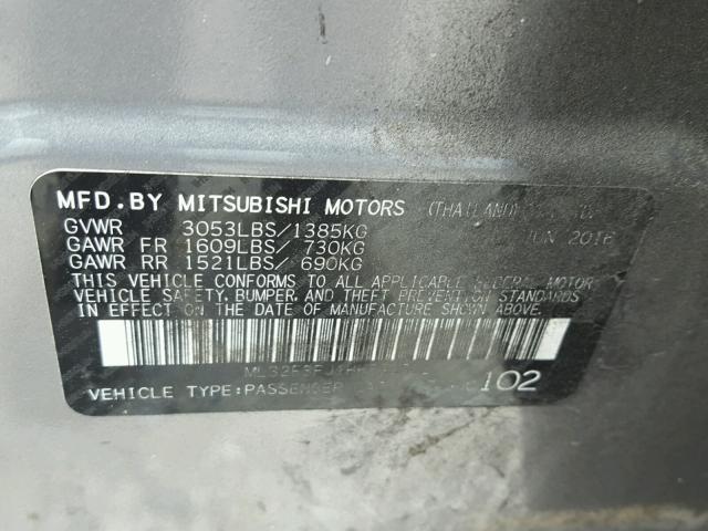 ML32F3FJ1HHF09512 - 2017 MITSUBISHI MIRAGE G4 GRAY photo 10