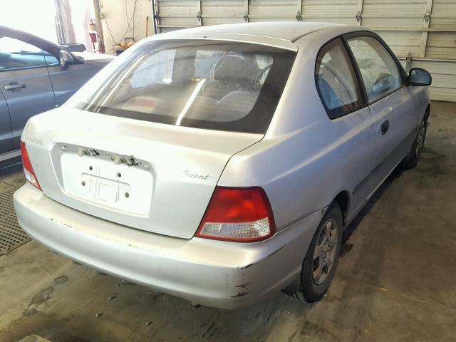 KMHCF35G72U228863 - 2002 HYUNDAI ACCENT L SILVER photo 4