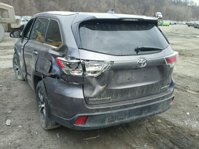 5TDJKRFH9GS324023 - 2016 TOYOTA HIGHLANDER GRAY photo 3