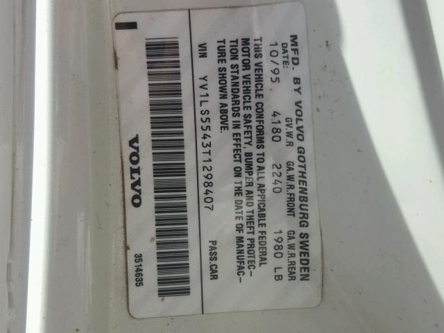 YV1LS5543T1298407 - 1996 VOLVO 850 BASE WHITE photo 10