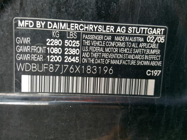 WDBUF87J76X183196 - 2006 MERCEDES-BENZ E 350 4MAT BLACK photo 10