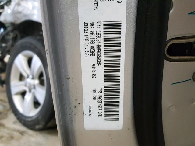 1B3CB4HA8AD650394 - 2010 DODGE CALIBER SX SILVER photo 10