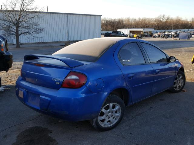 1B3ES56CX5D147720 - 2005 DODGE NEON SXT BLUE photo 4