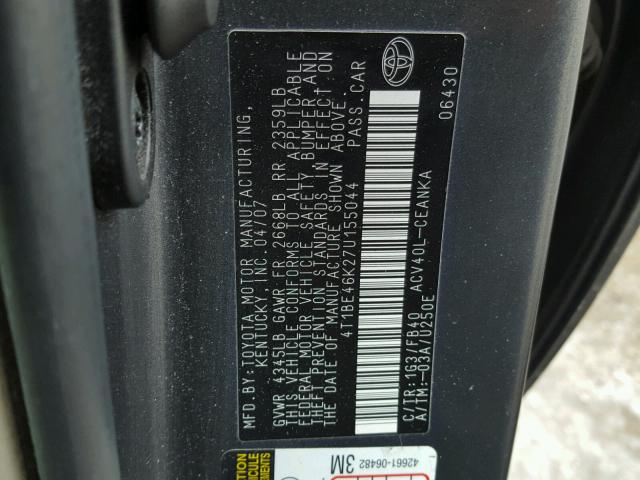 4T1BE46K27U155044 - 2007 TOYOTA CAMRY NEW GRAY photo 10