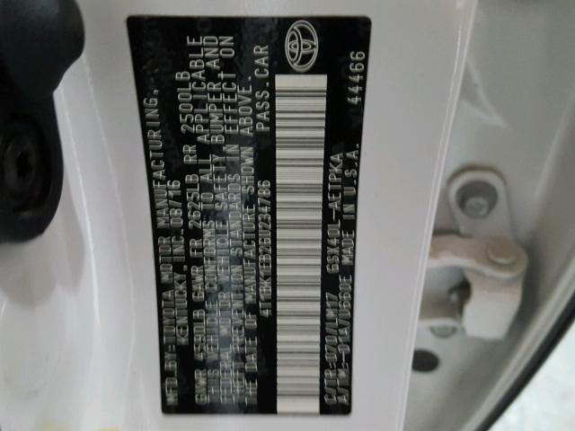 4T1BK1EB2GU234786 - 2016 TOYOTA AVALON XLE WHITE photo 10