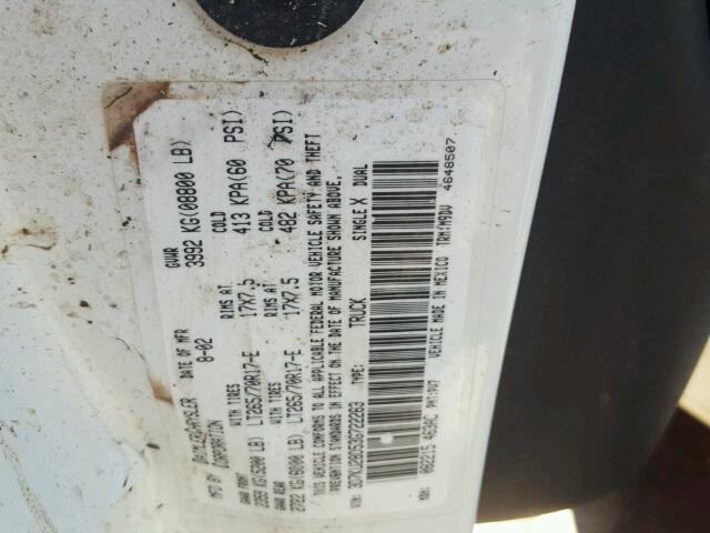 3D7KU28D53G722263 - 2003 DODGE RAM 2500 S WHITE photo 10